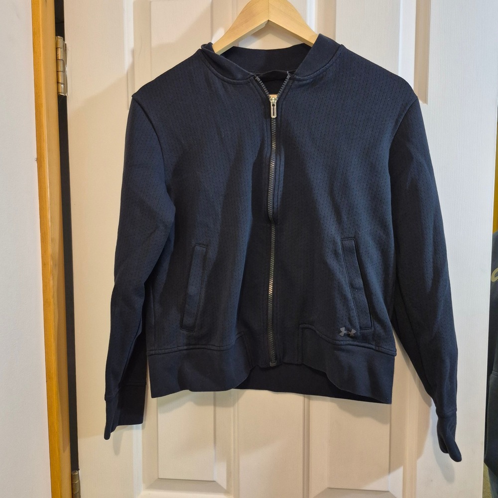 Under Armour Womens Black Full Zip Bomber Jacket UW1259 Loose Fit Medium